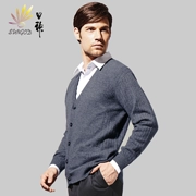 Nhật Bản tinh khiết cashmere nam mùa thu và mùa đông mới V-cổ dài tay giản dị lỏng áo len dệt kim ấm áp đích thực - Áo len Cashmere