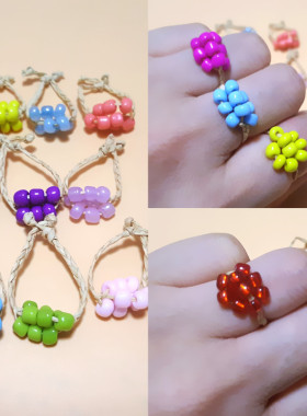 夜市旅游景点民族风拉菲草戒指