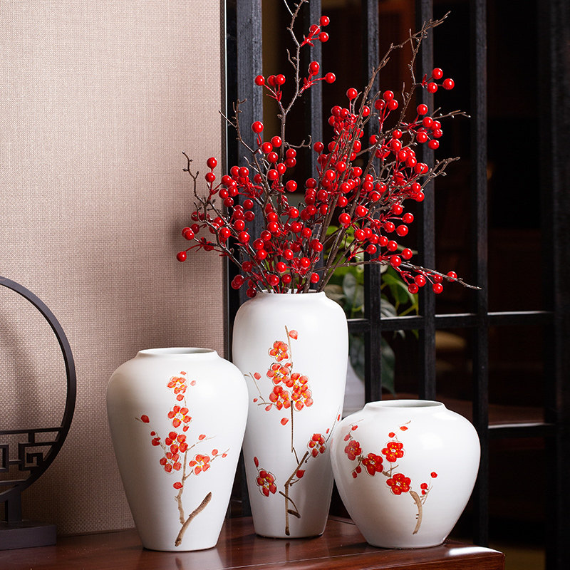 梅花瓶花艺摆件插花客厅装饰品陶瓷器新中式插花器皿水培仿真干花