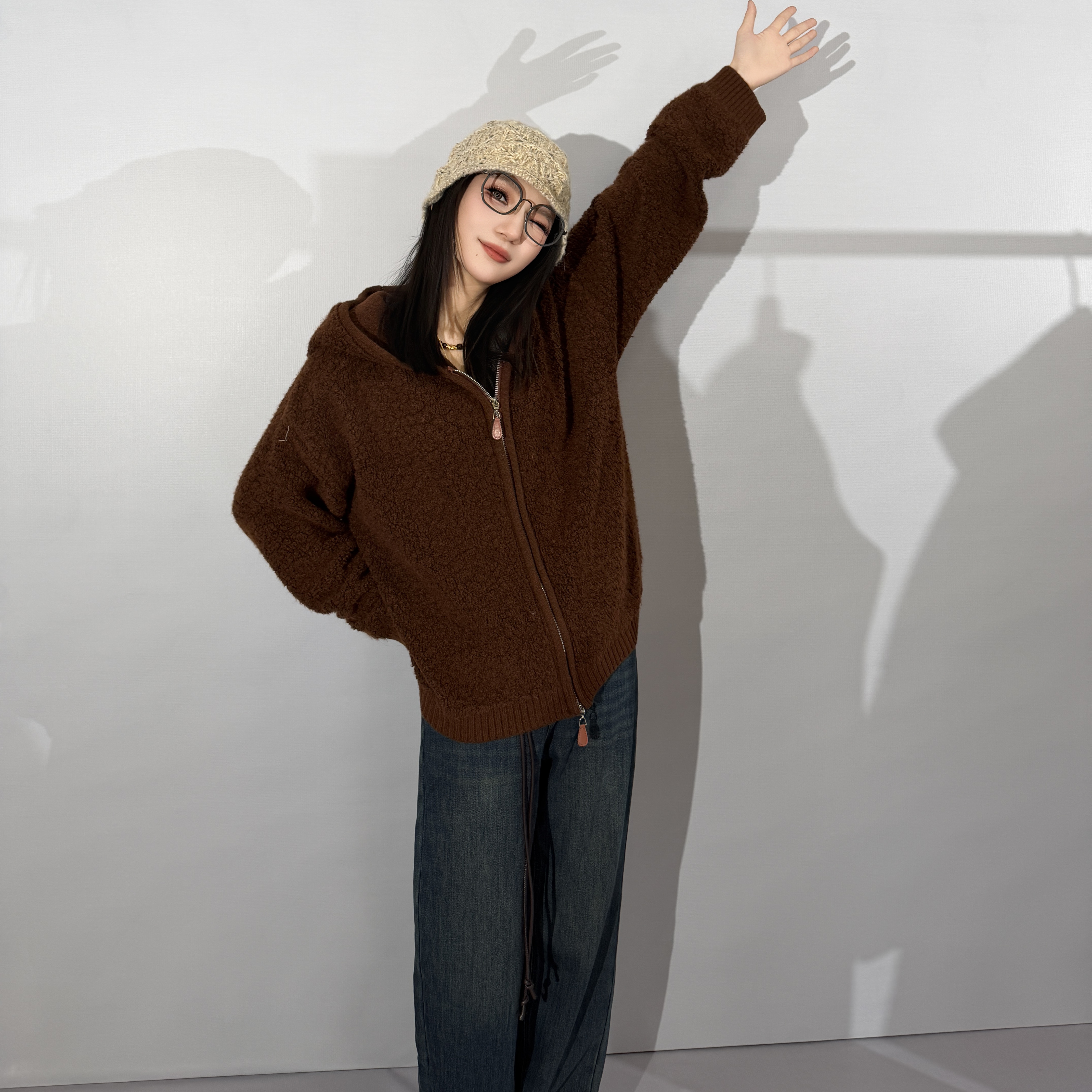 慵懒风单头拉链外套女