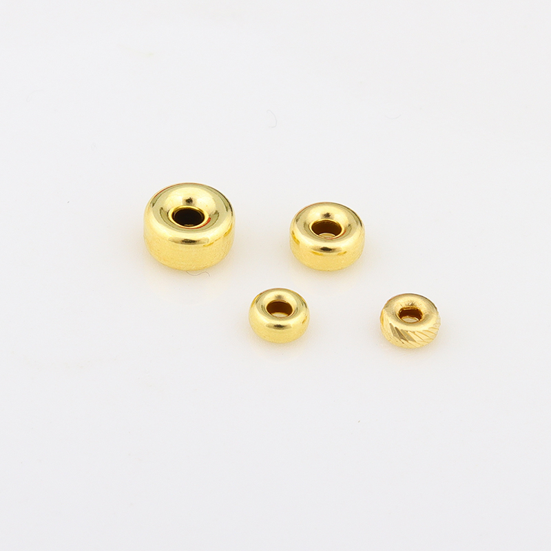 18K金车花轮胎珠批花间隔散珠珍珠玉石路路通间隔片算盘珠DIY配件