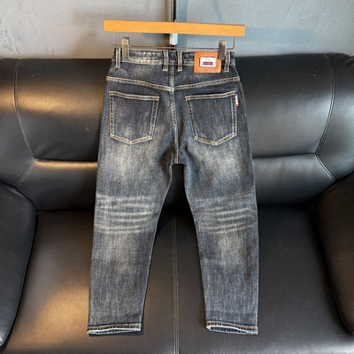 2025秋季新款八分牛仔裤男士复古弹力锥形修身小个子弹力九分长裤