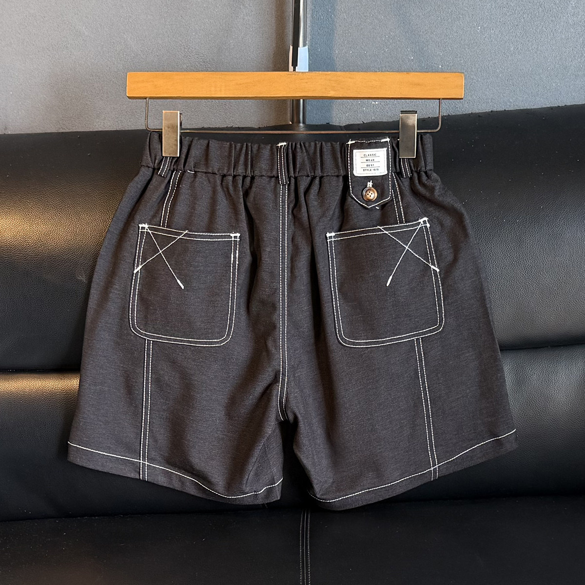 夏季辑明线弹力三分裤男潮显腿长纯棉宽松休闲3分4分沙滩四分短裤