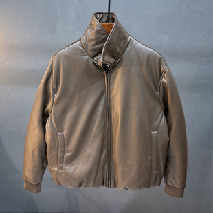 雅痞硬汉风皮衣羽绒服男冬季加厚保暖鸭绒短款夹克立领机车服外套