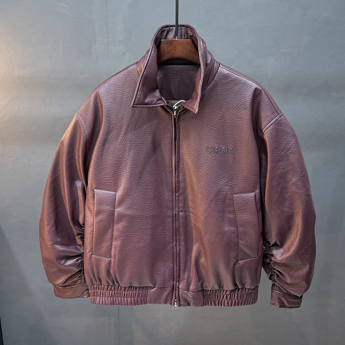 轻奢时尚男士PU皮衣羽绒服冬季2025新款高端立领外套防寒保暖上衣