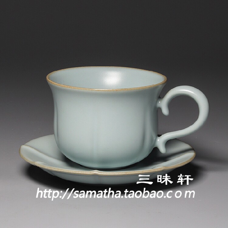 【三昧轩】台湾陶作坊 怀汝君相知杯盘组-粉青 汝窑 专柜正品