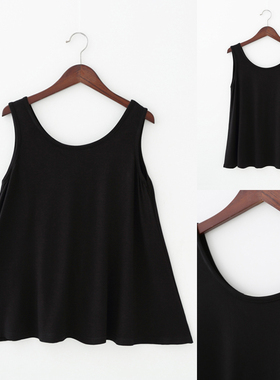 2025夏季新款韩版莫代尔大摆背心大码宽松无袖圆领遮肚显瘦打底衫