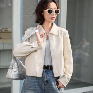 韩版皮衣女显瘦短款外套春季新款薄款时尚气质休闲皮夹克