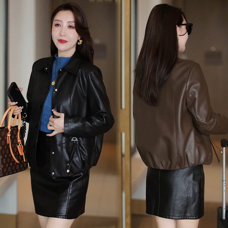 【进口高品质软皮】皮衣2026春秋新款韩版宽松显瘦时尚洋气A版外�