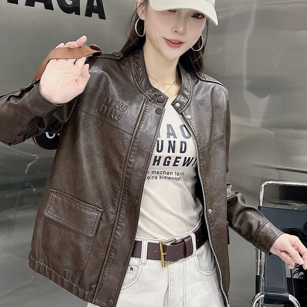 小个子立领皮衣2025年新款女春秋装韩版时尚显瘦短款机车服夹克