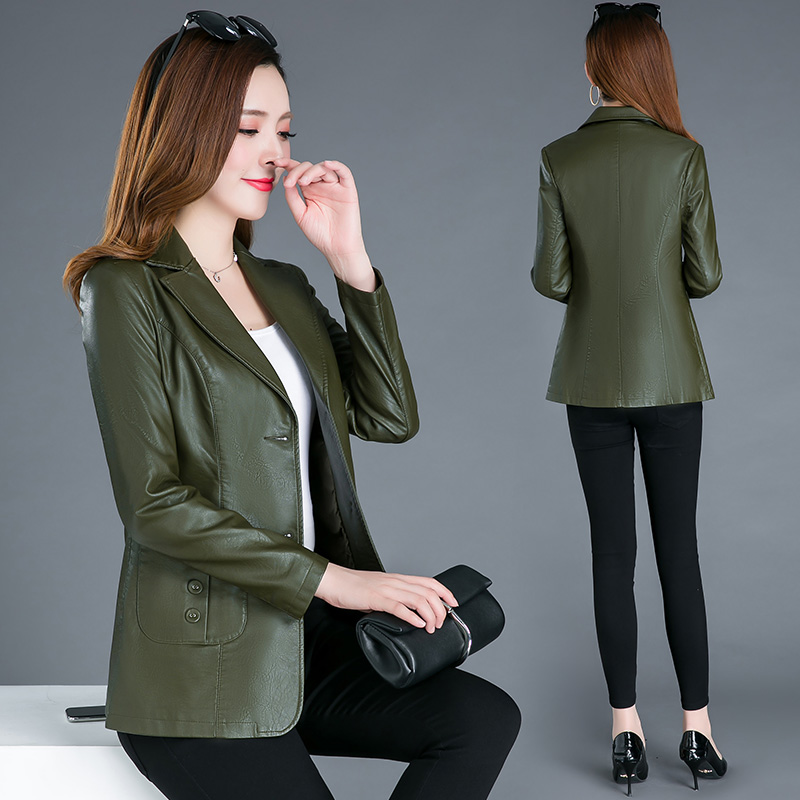 春秋冬款外套收腰减龄气质百搭皮