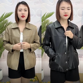 妈妈春秋装 百搭休闲皮夹克 PU皮时尚 短款 皮衣外套40岁50中老年女装