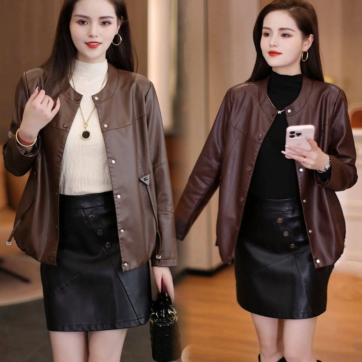 皮衣女短款皮夹克外套