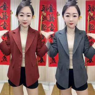 时髦亮闪闪小西装外套女2026春秋新款设计感气质时尚修身显瘦外套