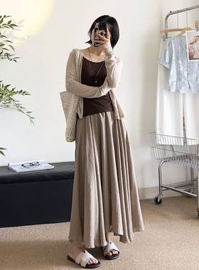 夏季显瘦小个子时尚休闲套装女韩系慵懒防晒披肩吊带半身裙三件套