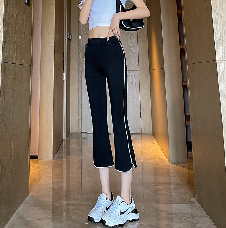 七分九分裤夏季早秋新款微喇叭裤高腰弹力百搭女休闲裤女士职业裤