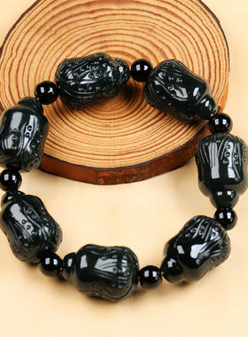 天然新疆和田玉黑青白菜手串男款遇百财手链珠源男女款批发证书