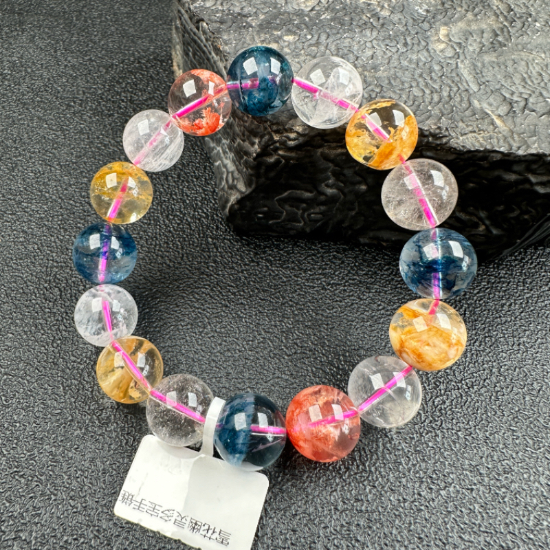 天然雪花幽灵手链女款异象云母多宝彩色水晶手串礼物时尚饰品证书