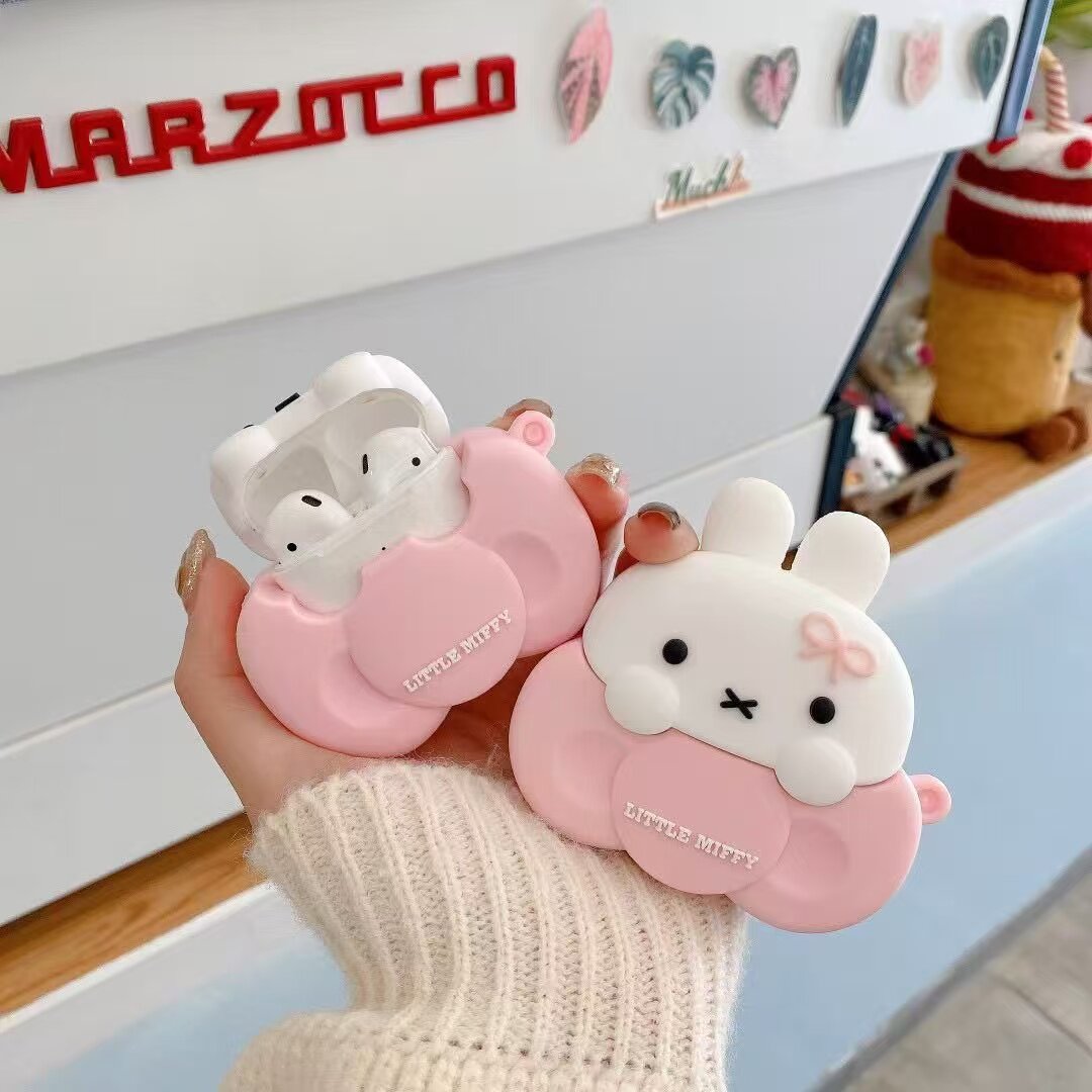 蝴蝶结米菲兔 适用于AirPods4保护套 苹果耳机套pro3三代第四代降噪款 耳机壳 硅胶软壳 防摔保护壳