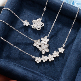 王炸 flower幻影双重奏满钻奢华银项链锁骨链镀18k金 小野花wild