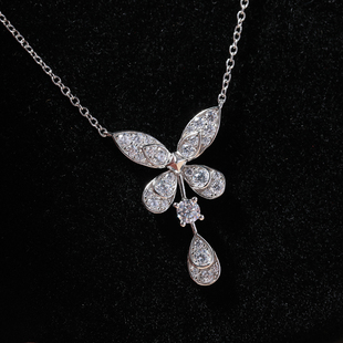 2025新款缱绻钻石蝴蝶项链耳环女925纯银镀18K金高碳钻镶嵌水滴钻