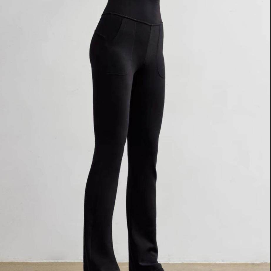 FX高品质正确版修身直筒长裤女 弹力高腰黑色裤子