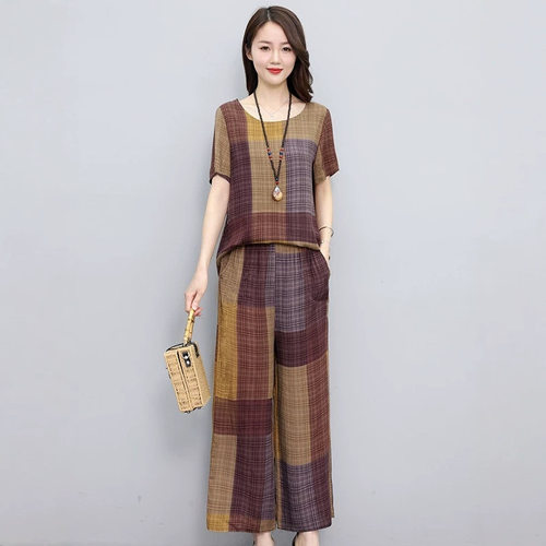2026新款夏装大码休闲中老年年轻妈妈上海棉绸居家爆款两件套外穿