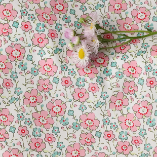 小粉花 80支平替LIBERTY长绒全棉印花碎花布料面料数码女服装童夏