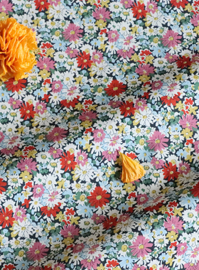 Libby雏菊红 80支LIBERTY利伯缇府绸高支全棉布料面料女儿童服装