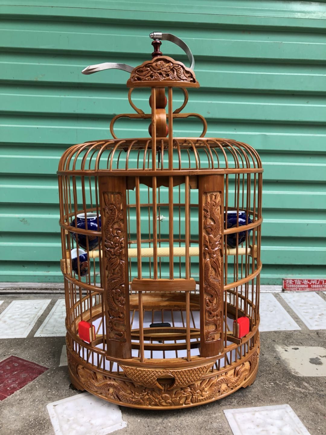 花花精品老竹猫眼笼雕花笼雕刻画眉鸟笼竹制鸟笼凯里鸟笼鹩哥笼八