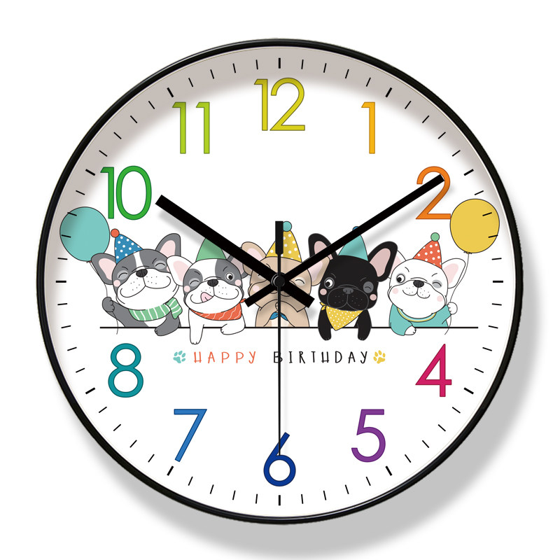 卡通易普拉自动对时静音挂钟