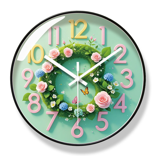 易普拉7089挂钟客厅家用静音卧室时钟挂墙新款装饰风景石英钟挂表