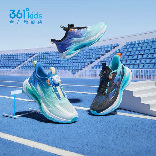 361°男女童风透跑步鞋新品2026春秋旋钮扣网面运动鞋N92613512B