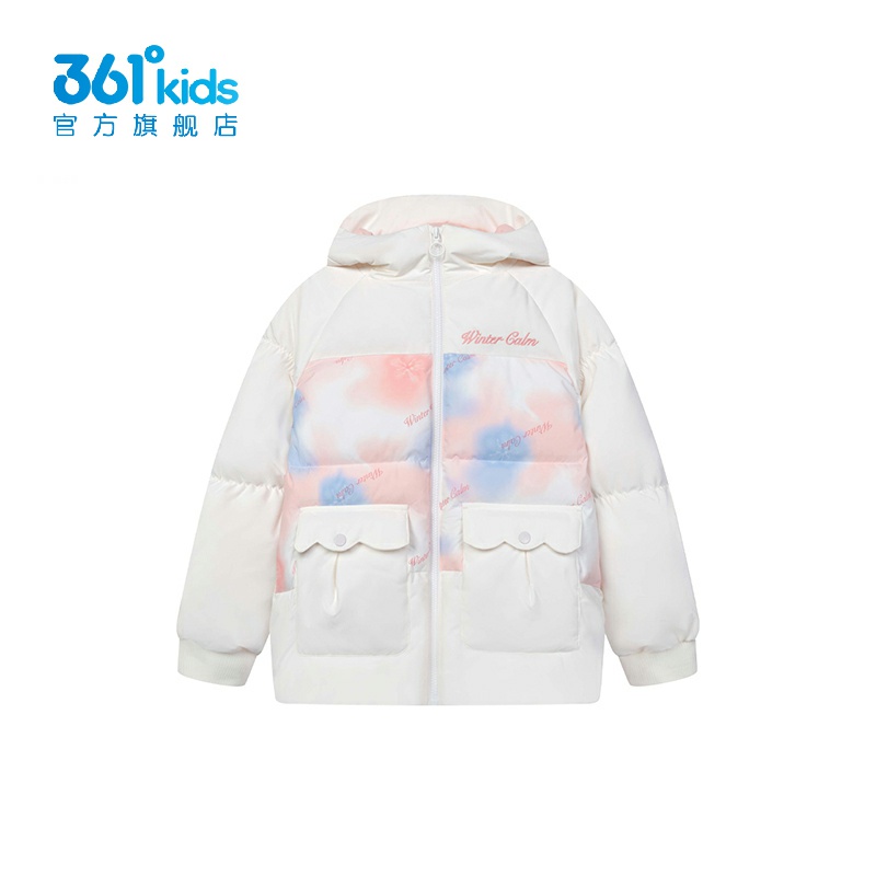 361°女童连帽羽绒服印花新品冬防风中大童保暖外套K62343912