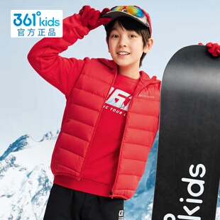 361男女童轻薄羽绒服连帽新品2025冬插肩袖上衣拼接外套N32541903