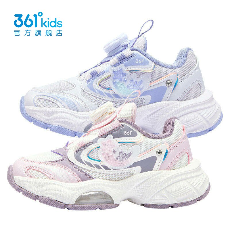 361&deg;女童旋钮扣休闲鞋新品2026秋春小童气垫网面运动鞋K82634805