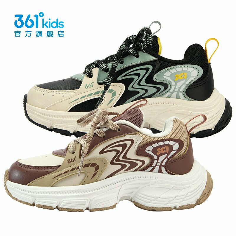 361&deg;男童复古休闲鞋革面新品2025冬魔术贴中小童运动鞋K72544803