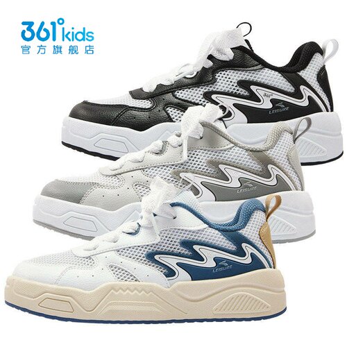 361°男童粘扣滑板鞋新品2026夏秋网面面包鞋休闲小白鞋K72623715