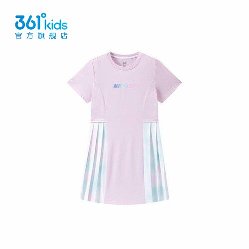 361°女童针织连衣裙透气新款2026夏秋速干运动百褶裙子K62621404