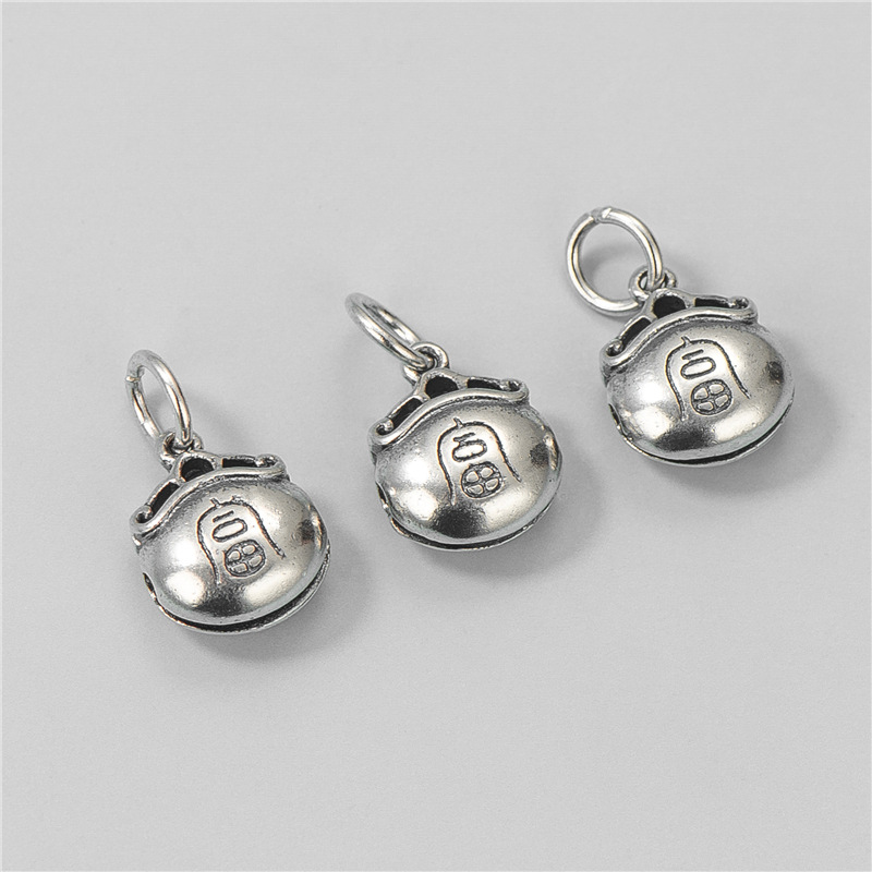 s925纯银复古泰银富贵铃铛吊坠串珠手链项链挂件DIY手工饰品配件