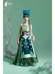 羌族艺考剧目山语者舞蹈服装 头饰山中精灵舞蹈演出服带头饰