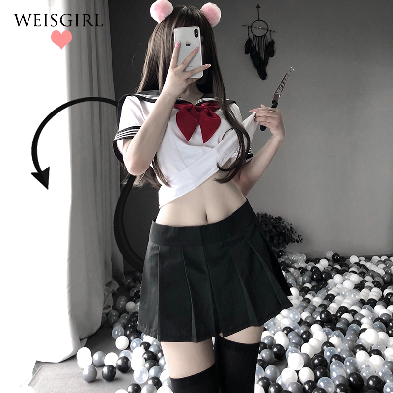 weisgirl女暗黑系JK制服诱惑性感情调套装水手服学院风学生装校服