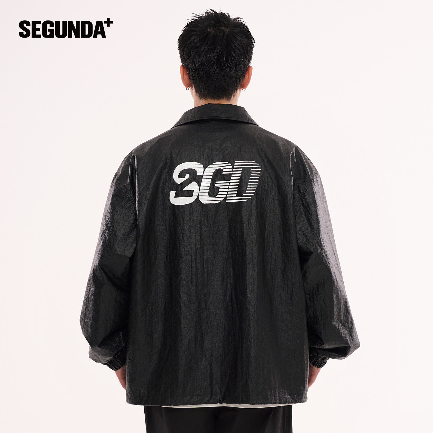 【结业清仓】SEGUNDA+ 立体纸感褶皱仿皮防风防泼水教练夹克外套