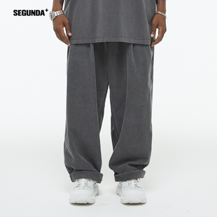 SEGUNDA+ 日本进口灯芯绒休闲长裤男复古宽松条绒运动垂感直筒裤