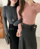 打底衫 修身 挚简烟管领针织衫 高品质含羊毛百搭烟管领纯色薄款