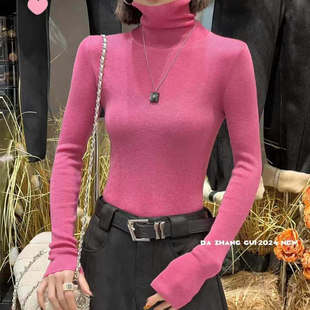 t恤长袖 高级感针织内搭修身 上衣 女秋冬24新款 打底神奇高领打底衫