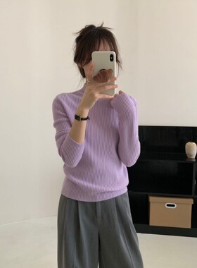 韩国东大门100%羊毛打底衫女秋冬套头长袖内搭显瘦半高领羊毛衫女