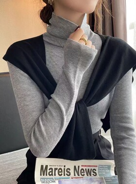 2024新款糖果色高领毛衣女秋冬打底针织衫慵懒风堆堆领上衣内搭软