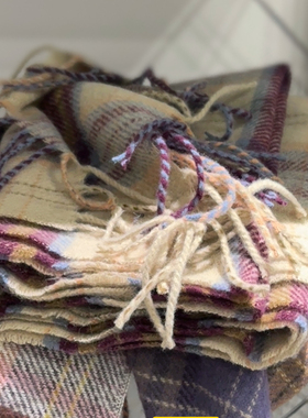 加价购！高级感格子针织围巾冬季韩系氛围感复古加厚保暖学生围脖