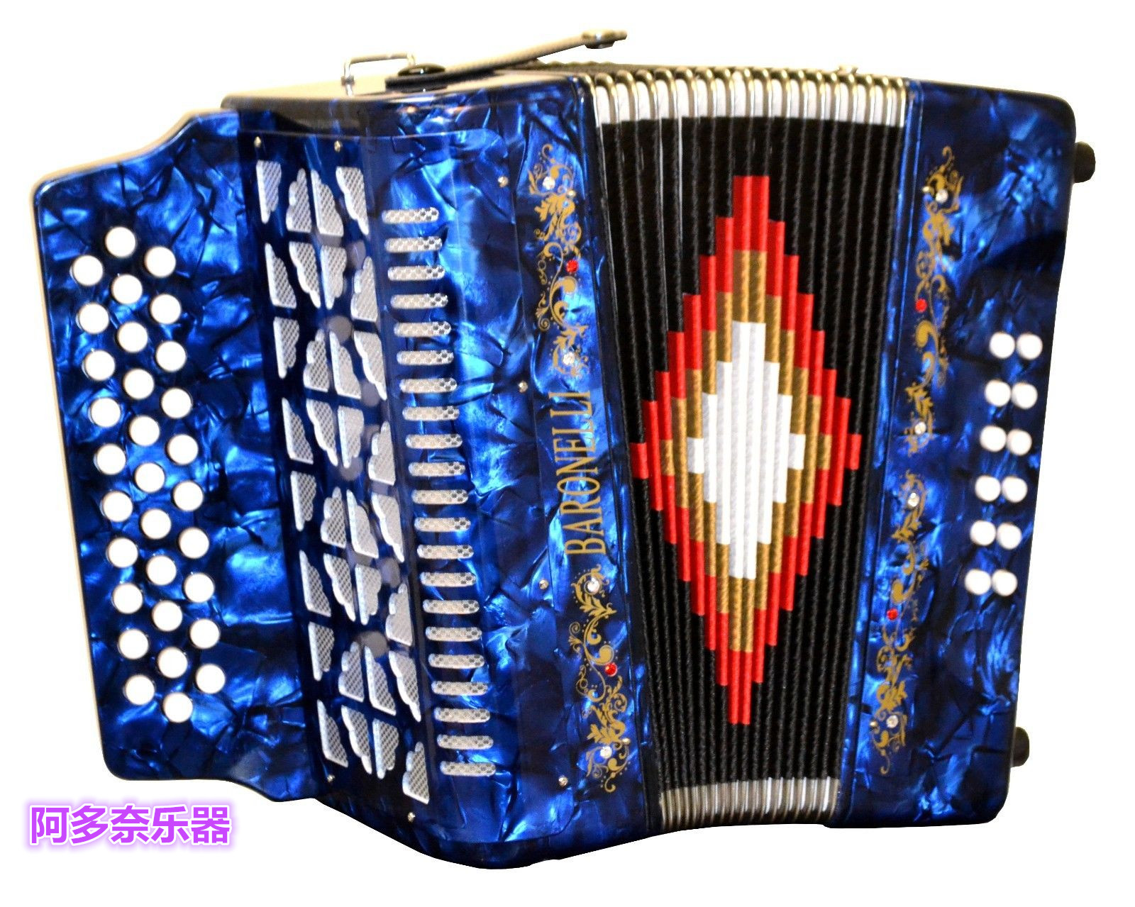 美国进口31键贝司全新蓝色手风琴